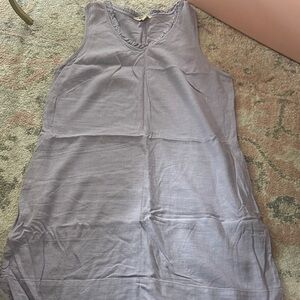 Briggs New York Lavender Ruffle Trim V-Neck Linen Dress